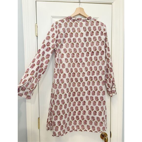 Livro Floral Dress Block Print Size M 100% Cotton Popover V neck - Picture 5 of 5